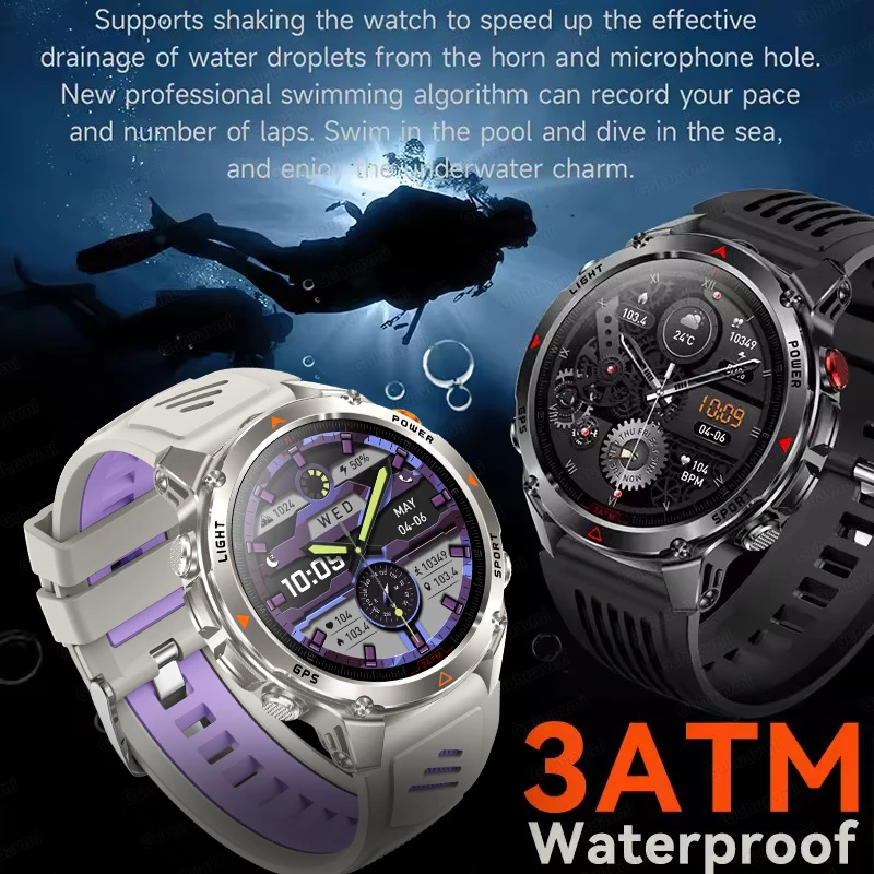 GUHUAVMI 2025 جديد ثنائي النطاق GPS السباحة ساعة ذكية البوصلة IP68 المهنية مقاوم للماء الرياضة بلوتوث دعوة الساعات الذكية للرجال