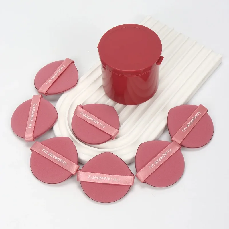 Karsyngirl 7Pcs/Box Strawberry Cosmetic Puff Set Double Side Women Soft Makeup Sponge Beauty Make up Powder Tools