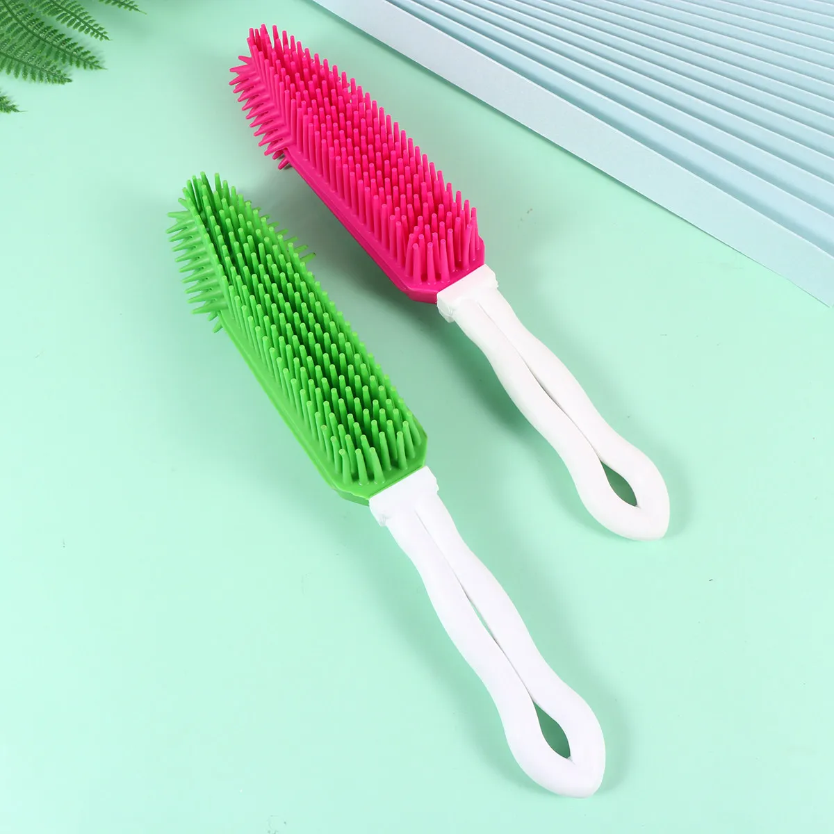 2Pcs Silicone Pet Comb Dog Hair Removal Grooming Tool Hollow-Out Cleaning Brush Comfortable Grip Green Pink Dog Comb