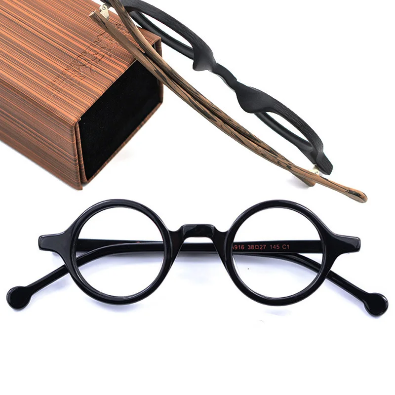 HDCRAFTER Fashion Retro Handmade Eyeglasses Prescription Glasses Frames Round Small Face Myopia Eyewear Spectacles Optical