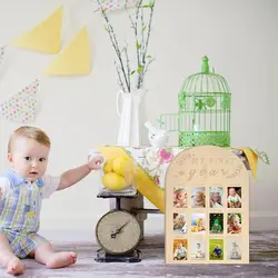 My First Year Photo Display Wood Board Baby's First Year Photo Frame Milestone Board 12 Months Baby Picture Frame