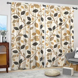 2pcs Modernist Floral Pattern Printed Curtain for Home Decor -Rod Pocket Window Treatment for Bedroom,Office,Kitchen,Living Room