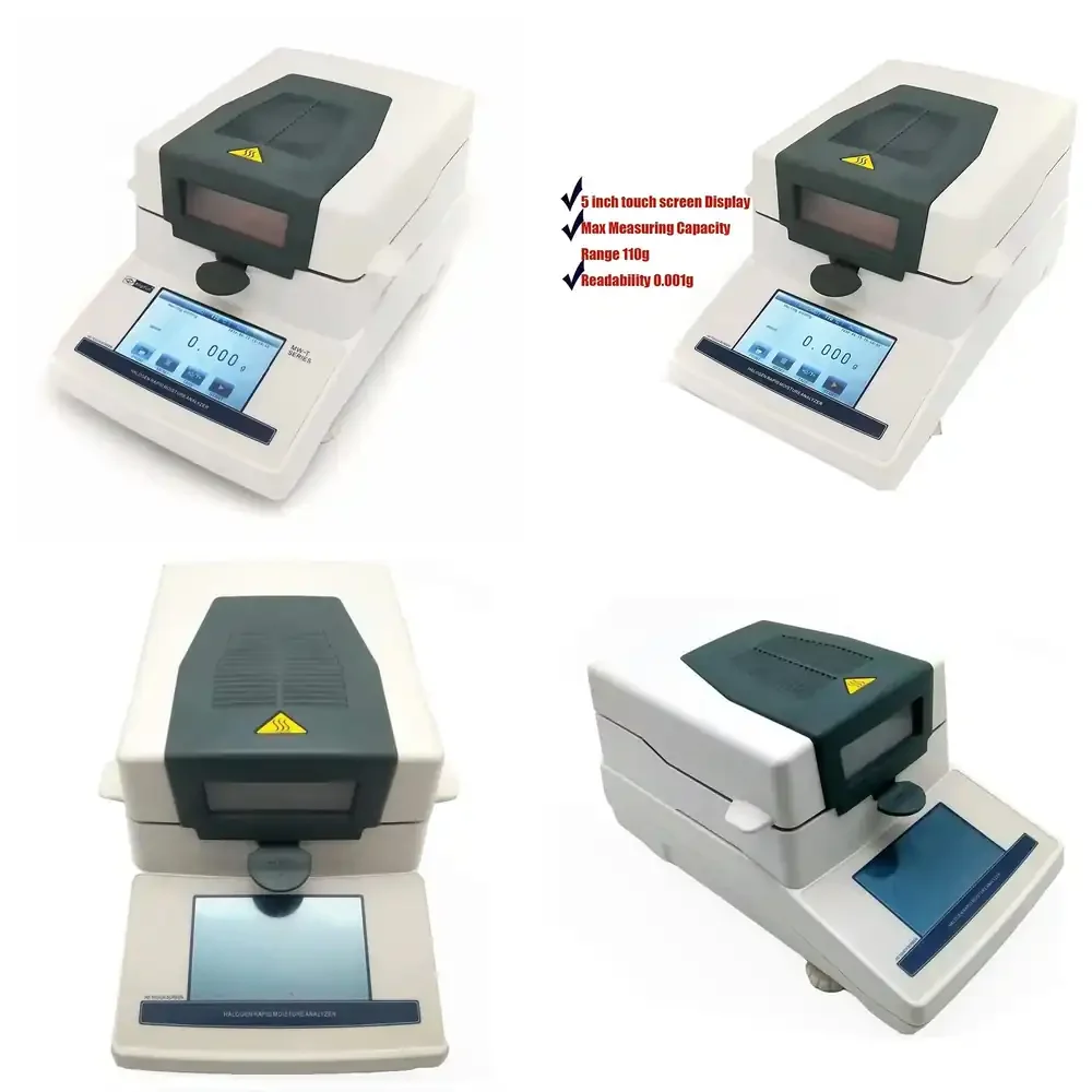 

XY-100MW-T Touch Screen Fast Halogen Moisture Maximum Measuring Capacity 110 g Readability 0.001 g with PT100