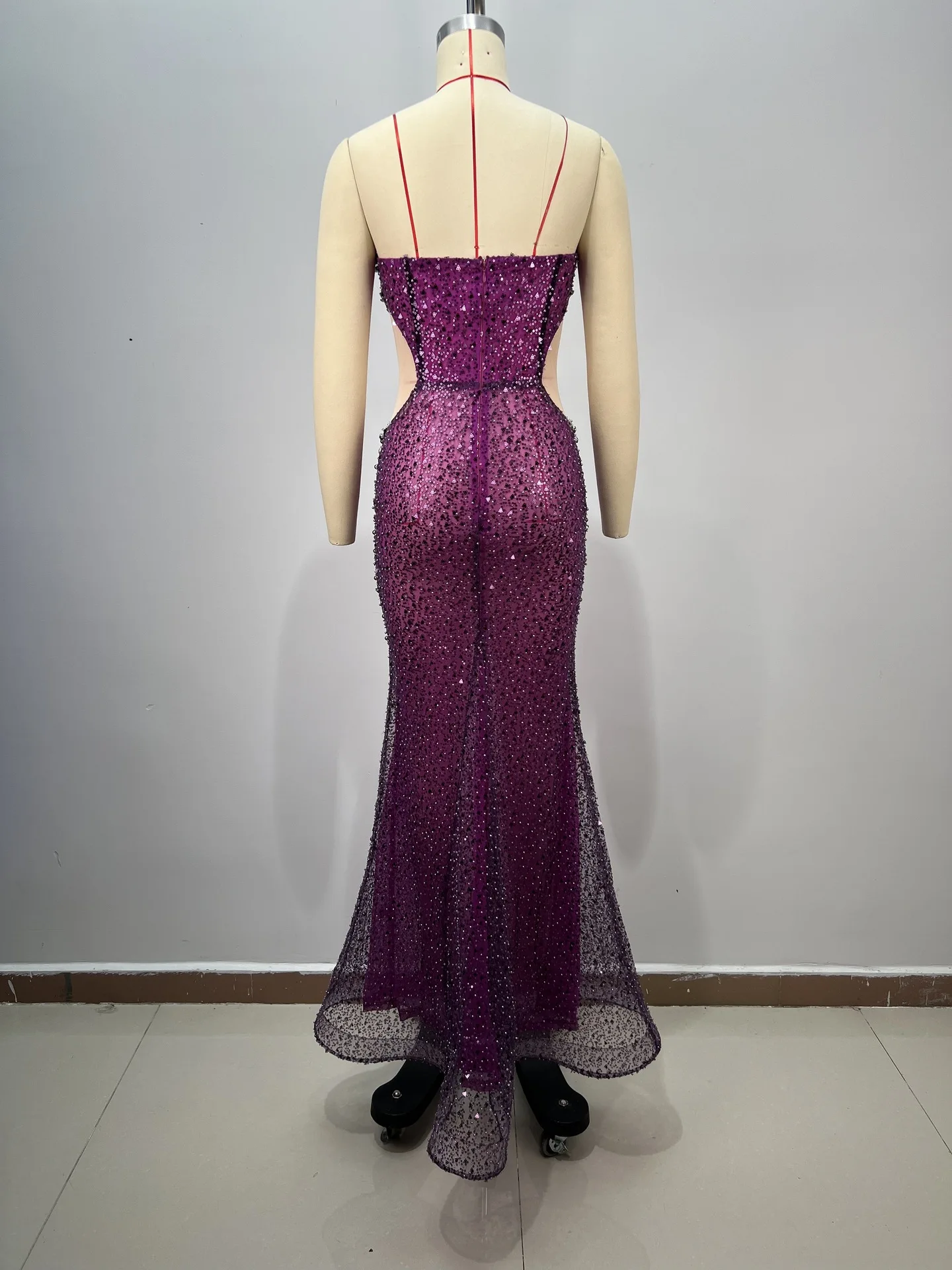 فساتين سهرة بحورية البحر بالترتر الأرجواني بدون حمالات للنساء لؤلؤ السجادة الحمراء للحفلات الراقصة فستان فاخر للحفلات في دبي رداء Du Soir 2026 #6