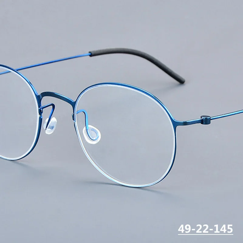 Pure Titanium Round Eyeglasses Frame Denmark Ultralight Men Screwless Blue Glasses Frames Designer Women Trendy Circle Spectacle