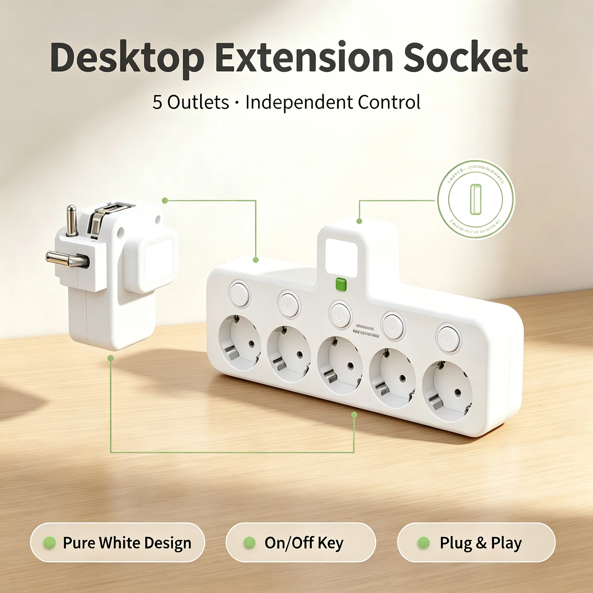 EU Plug Outlet 4 Sockets Electrical Socket No Extension Cord With USB Type-C Ports Two specifications