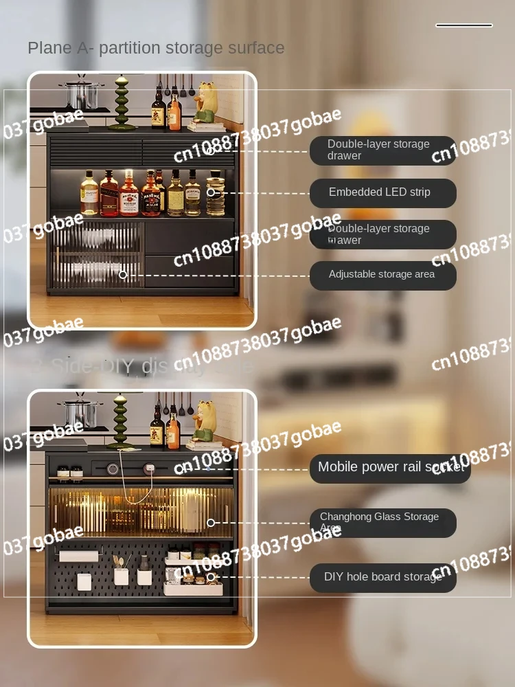 Side Cabinet Bar Table Retractable Wine Cabinet Kitchen and Restaurant Dining Room Partition Cabinet