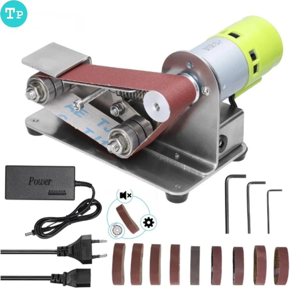 

Tp Mini Electric Belt Sander 15 Degree Angle 7 Variable Speed Sanding Polishing Grinding Machine for Wood Metal Edge Sharpener