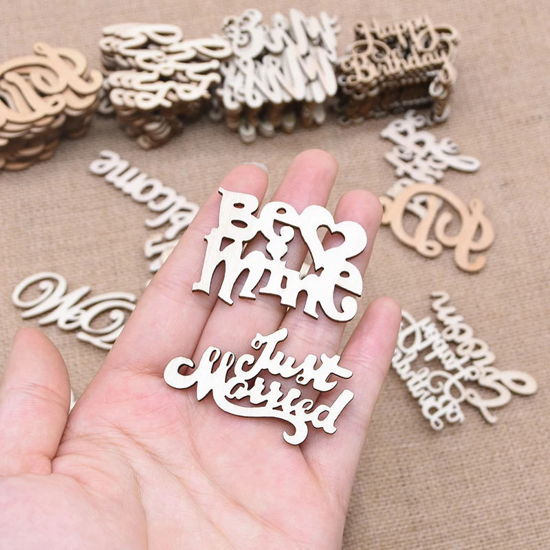 15pcs Decorative Letters Wooden Word Sign Welcome Happy Birthday Wedding Party Decoration Natural Wood Crafts Ornament DIY Decor image 6