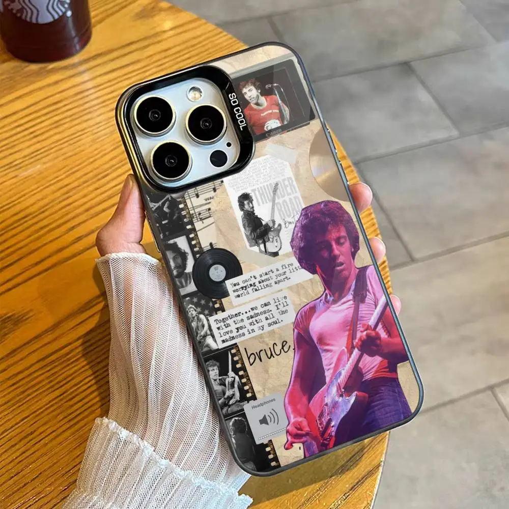 Guitarrista b-bruce s-springsteen 80s capa de telefone para iphone17, 16,15,14,13,12 pro max preto doce fosco capa à prova de choque