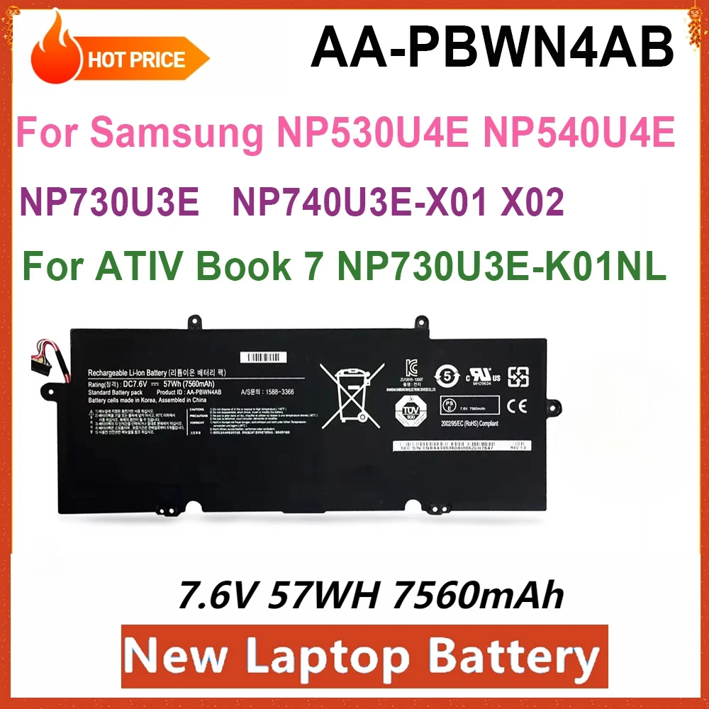 

NEW AA-PBWN4AB BA43-00360A Laptop Battery for Samsung NP540U4E NP530U4E NP730U3E-K01NL K01PL S04DE X03DE NP740U3E-A01FR Series