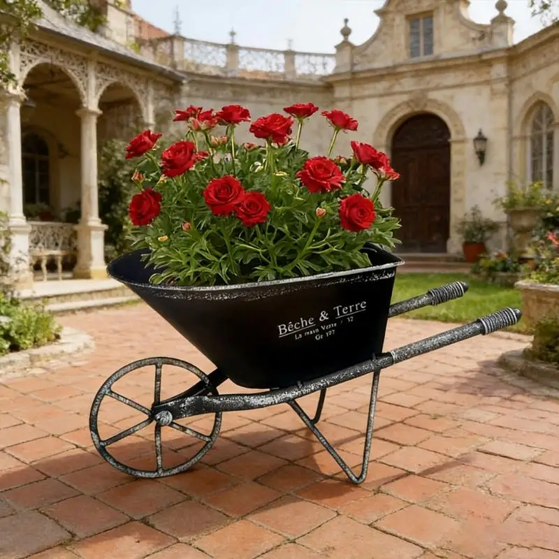 G6KF Decorative Wheeled Planter Flower Container For Balcony Terrace And Garden Patio