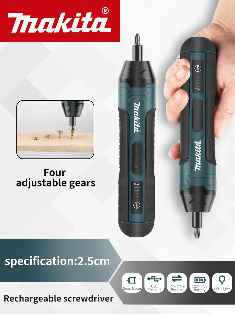 Wkrętarka elektryczna Makita 1300mAh, akumulatorowa, z regulacją obrotów, port ładowania USB, HT422 — 2
