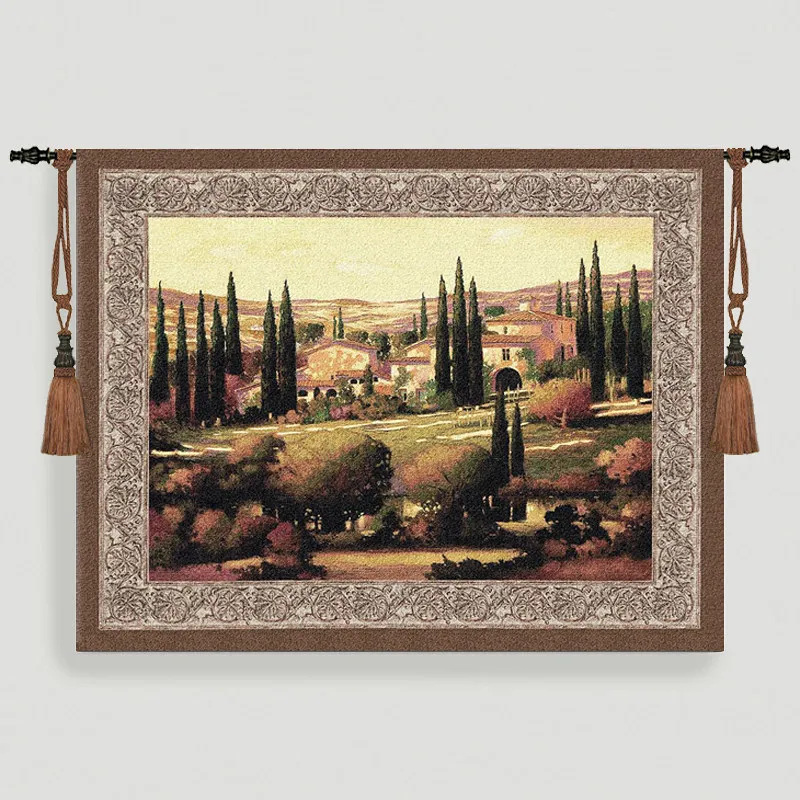 Landscape series pure cotton jacquard machine woven tapestry classical noble European tapestry wall decoration