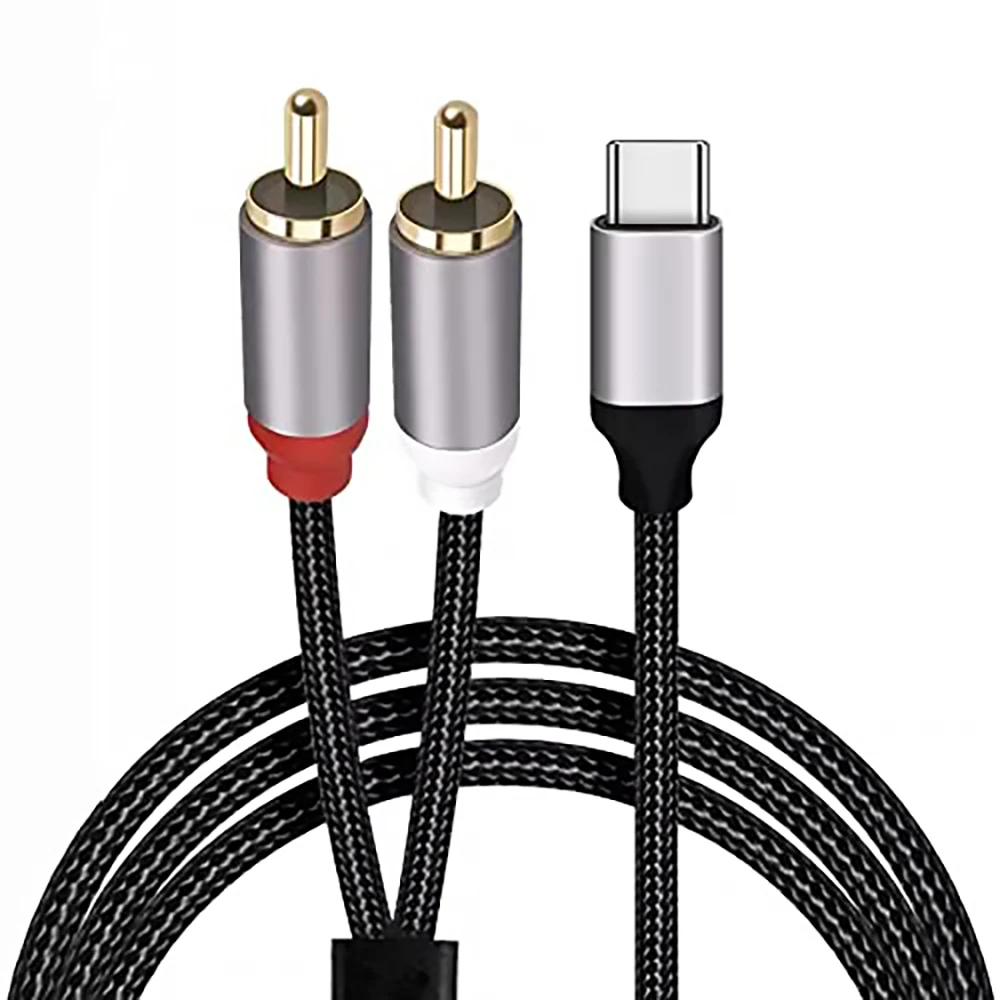 USB C to 2 RCA Audio Cable, Type-C to RCA Male to Male Y RCA Splitter 2RCA Jack USB-C Audio Cable for Phone,Tablet, Home Theater
