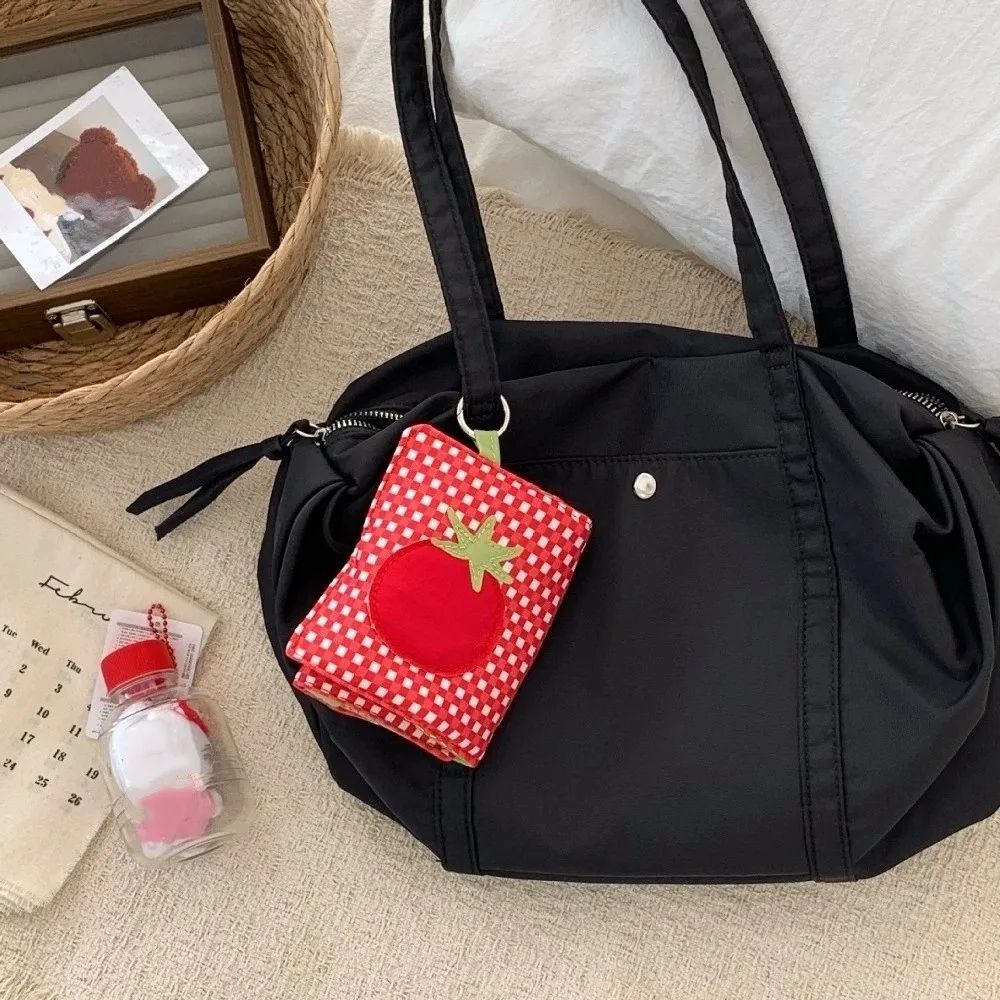 Tomato-Checkered Passport Bag Lightweight Polyester Mini Document Holder Portable Soft Card Bag Travel Accessories