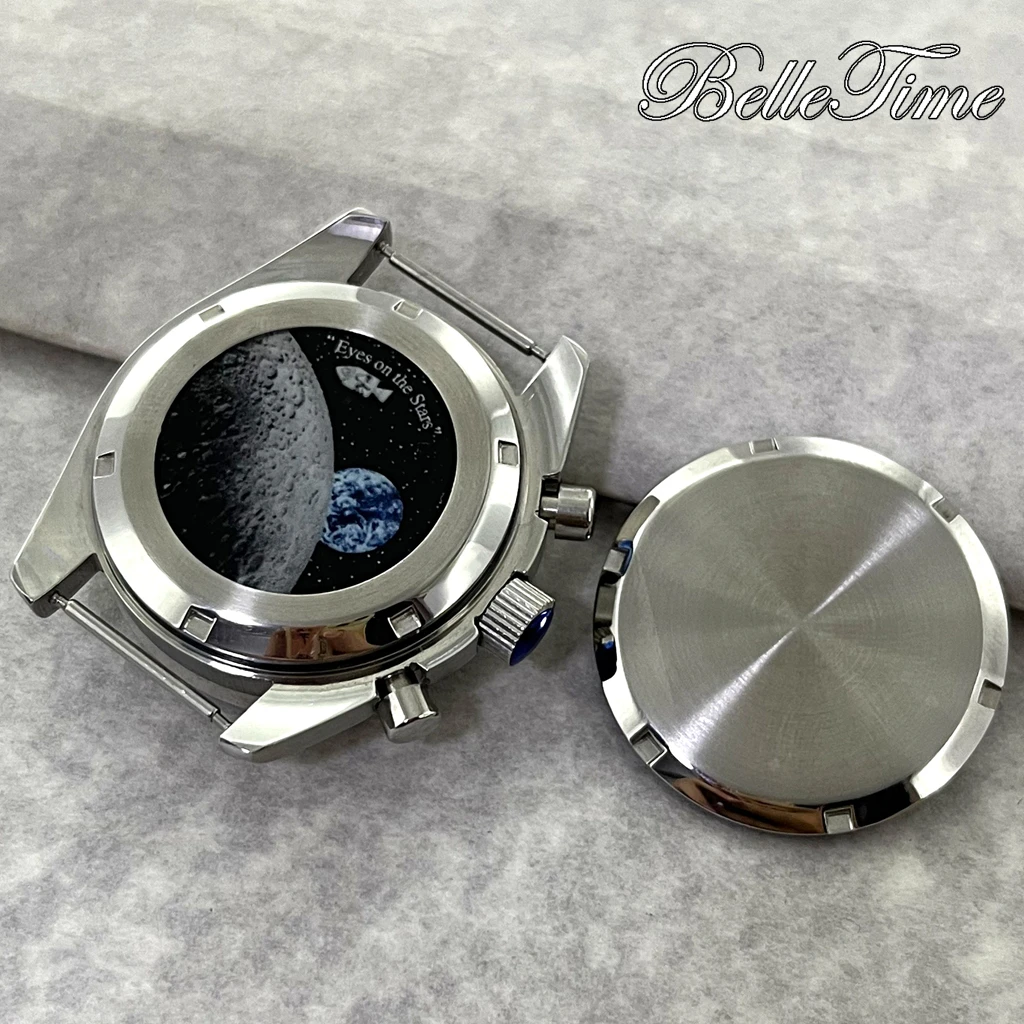 39.7mm Speedmaster Case Stainless Steel Moon Pattern/No Moon Pattern Watch Case Back For Omga VK63 Quartz Movement Accessories