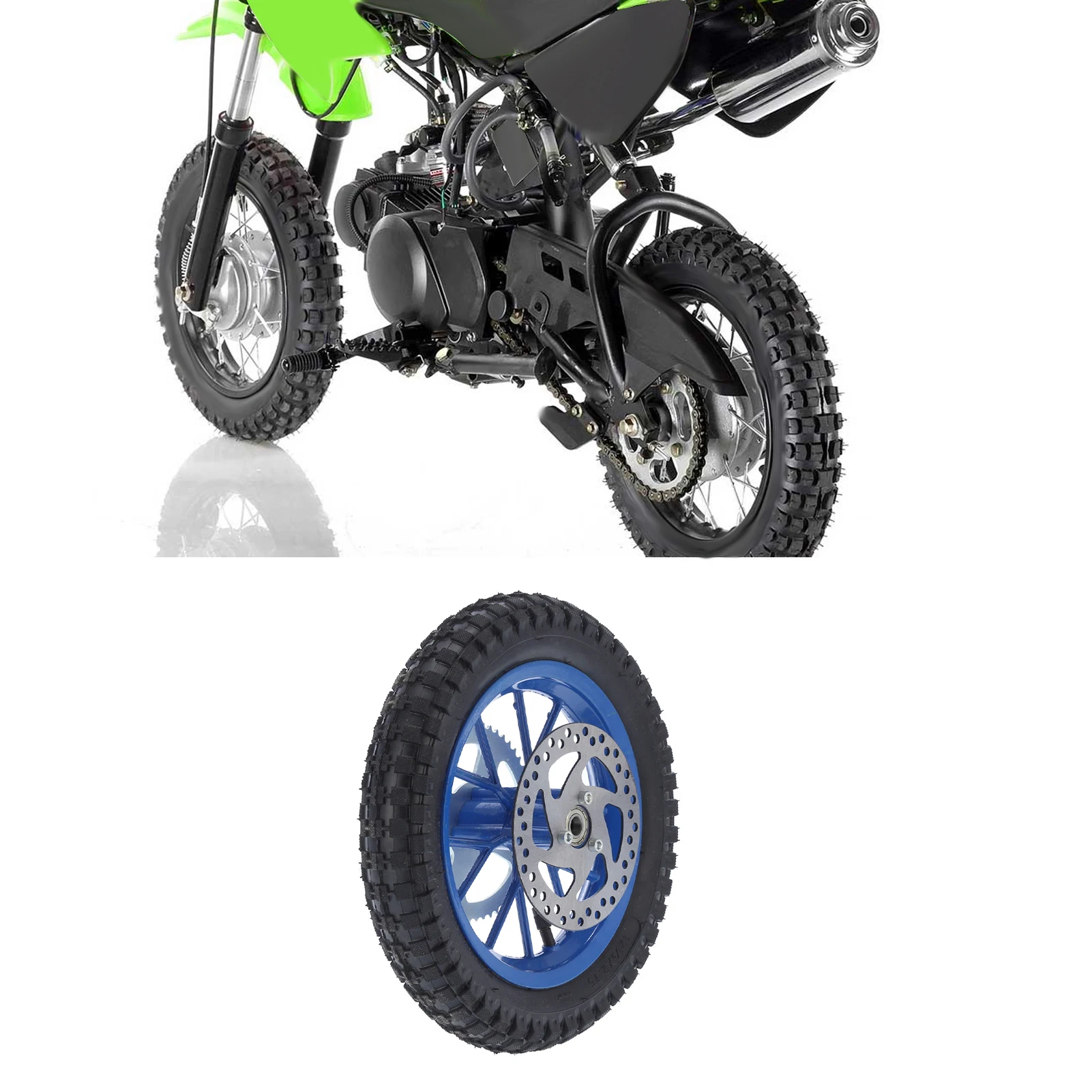 12.5x2.75in Mini  Rear Wheel AntiSkid Rubber Steel Alloy for 47cc 49cc 2 Stroke Dirt Bike  Bike Rear Wheel