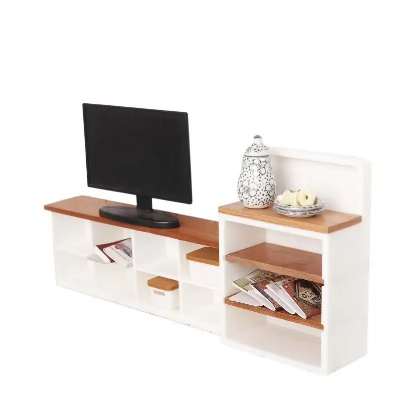 Miniature Sideboard/TV Cabinet 1/12 Dollhouse Storage Rack Scene Decor Toy For Doll House Accessories