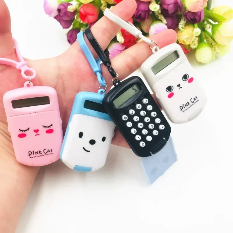 1pcs Portable Digit Kawaii Mini Calculator Display Cartoon Cute Creative Keychain Pocket Calculator Office Supplies