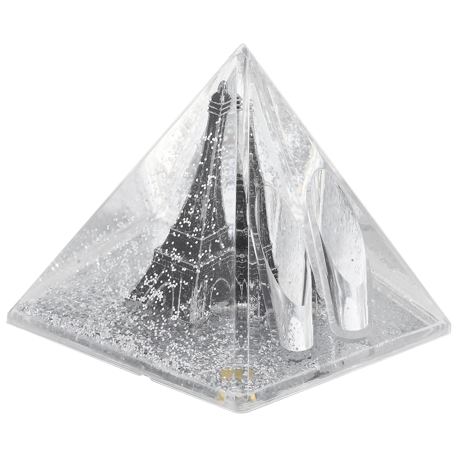 

Silver Powder Eiffel Tower Pen Insert Acrylic Desktop Penholder Decor Pencil Vase Student Office Home Gift Pyramid Shape
