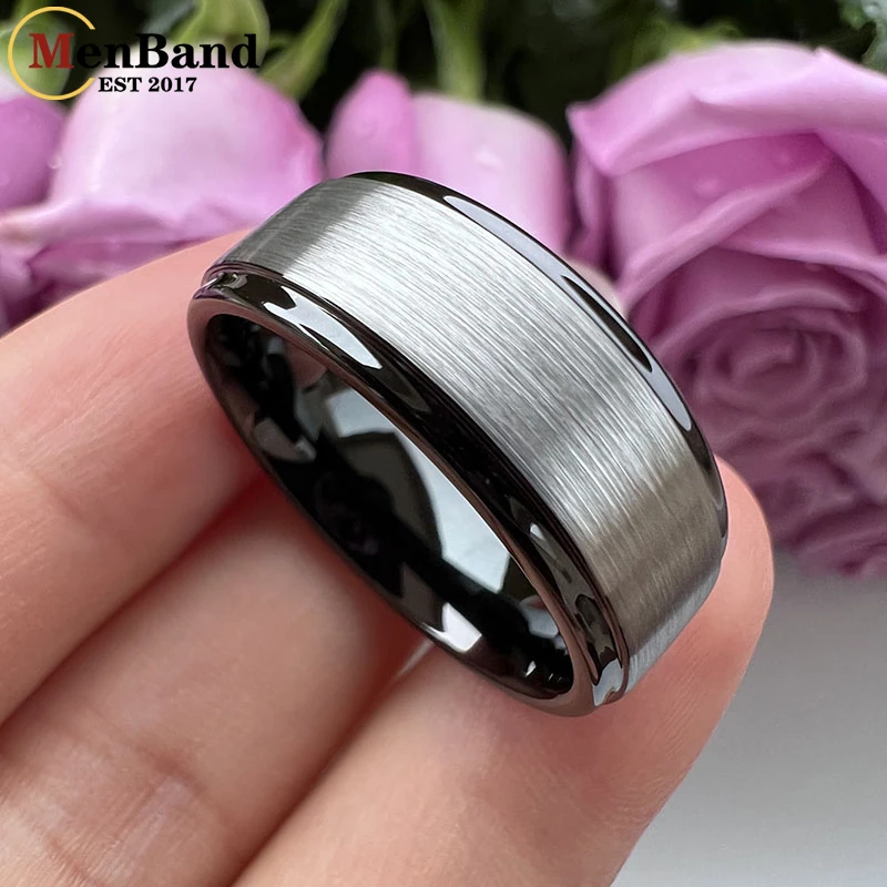 MenBand Fashion Gold Color 6MM 8MM Men Women Tungsten Carbide Wedding Ring With Step And Brushed Finish Comfort Fit