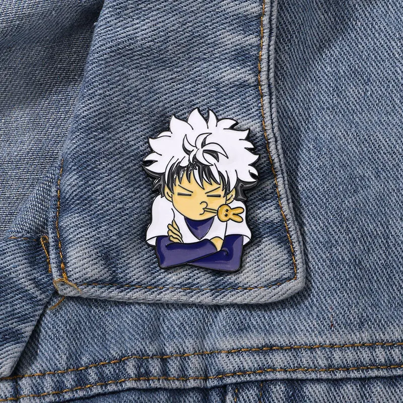 Japanese Cartoon Cartoon Badge Full-time Hunter White-haired Teenagers Metal Accessories Brooch Around The Second Element