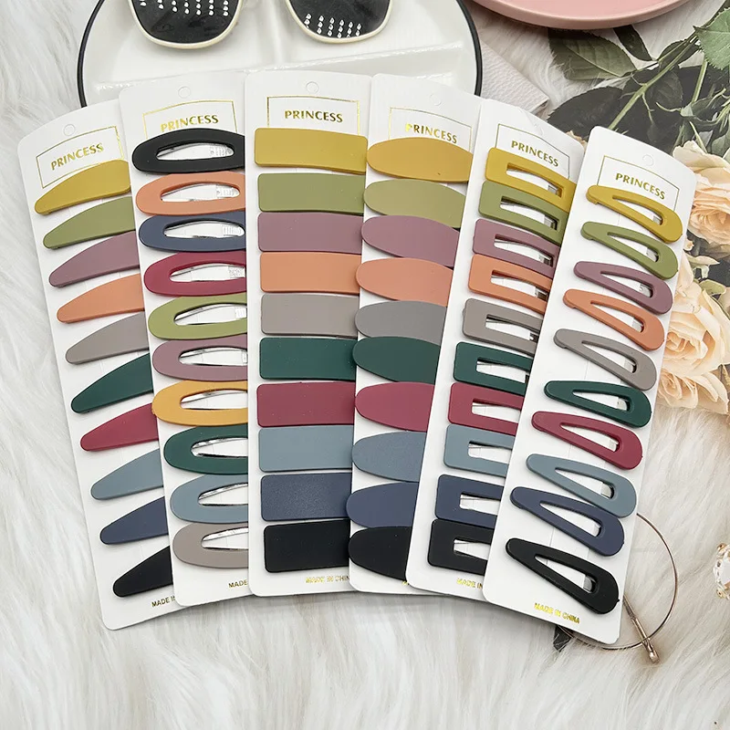 10Pcs Colored Frosted Oval Hair Clip for Girls with Bangs Side BB Clip for Fashionable Simple Girls with Hair Accessories