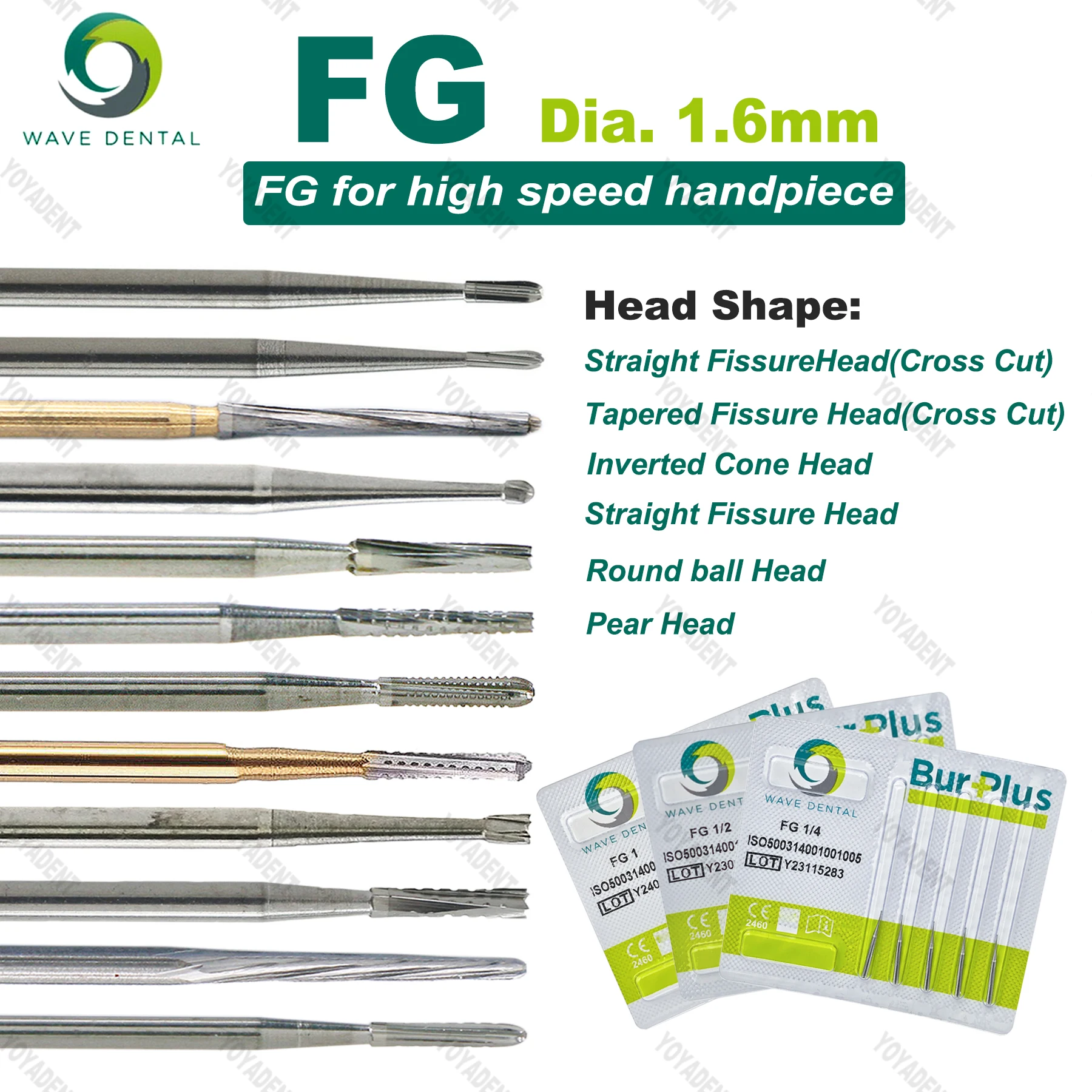 

WAVE Burs Dental Strawberries FG Burs For High Speed Handpiece Dentist Tools Dentistry Drill Bits 5Pcs/Pack