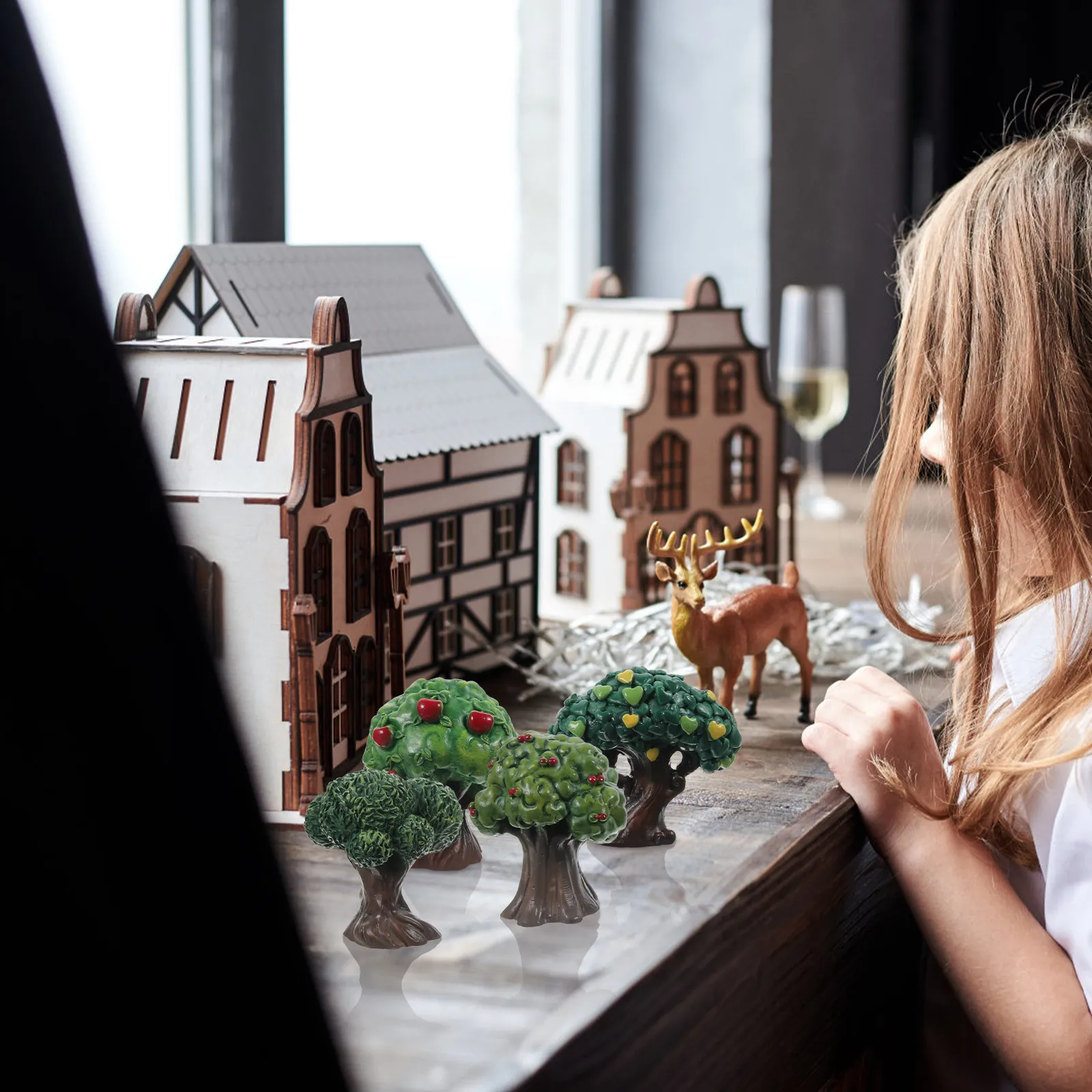 

4pcs Mini Artificial Tree For Train Scenery Diorama Sand Table Diy Mini Landscape Decor Miniature Street Trees