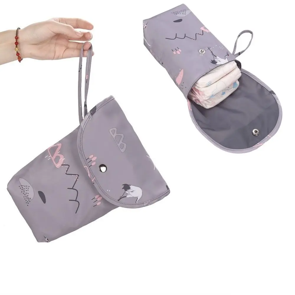 Simple Cartoon Baby Diaper Bag Oxford Cloth Large Capacity Mommy Handbag Waterproof Handheld Diaper Storage Bag Going Out