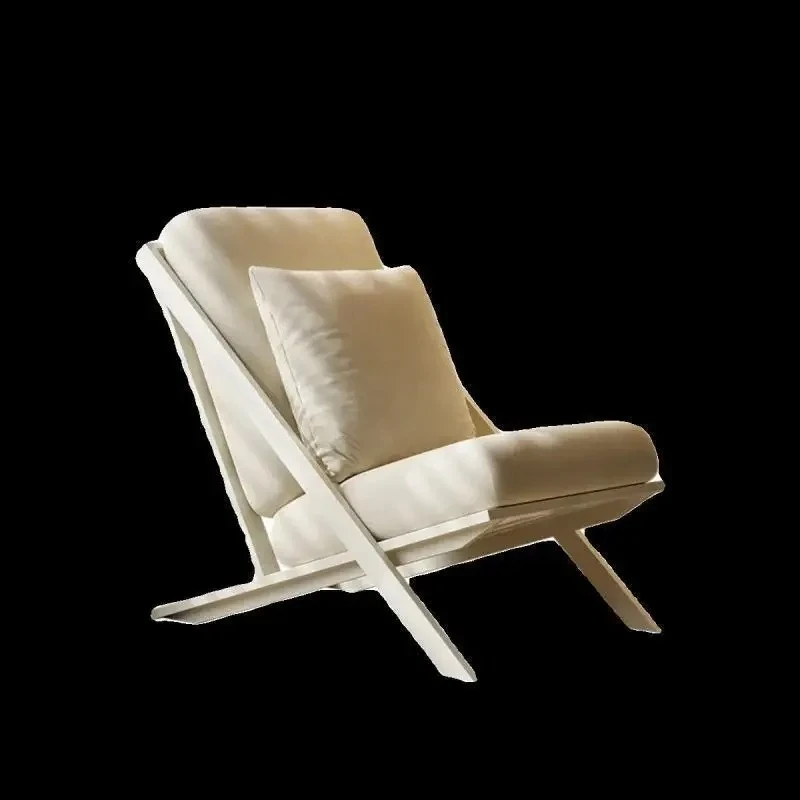 A Medieval Cream Wind Living Room Leisure Single Sofa Chair B & B Balcony Lamb Fleece Back Lounge Chair