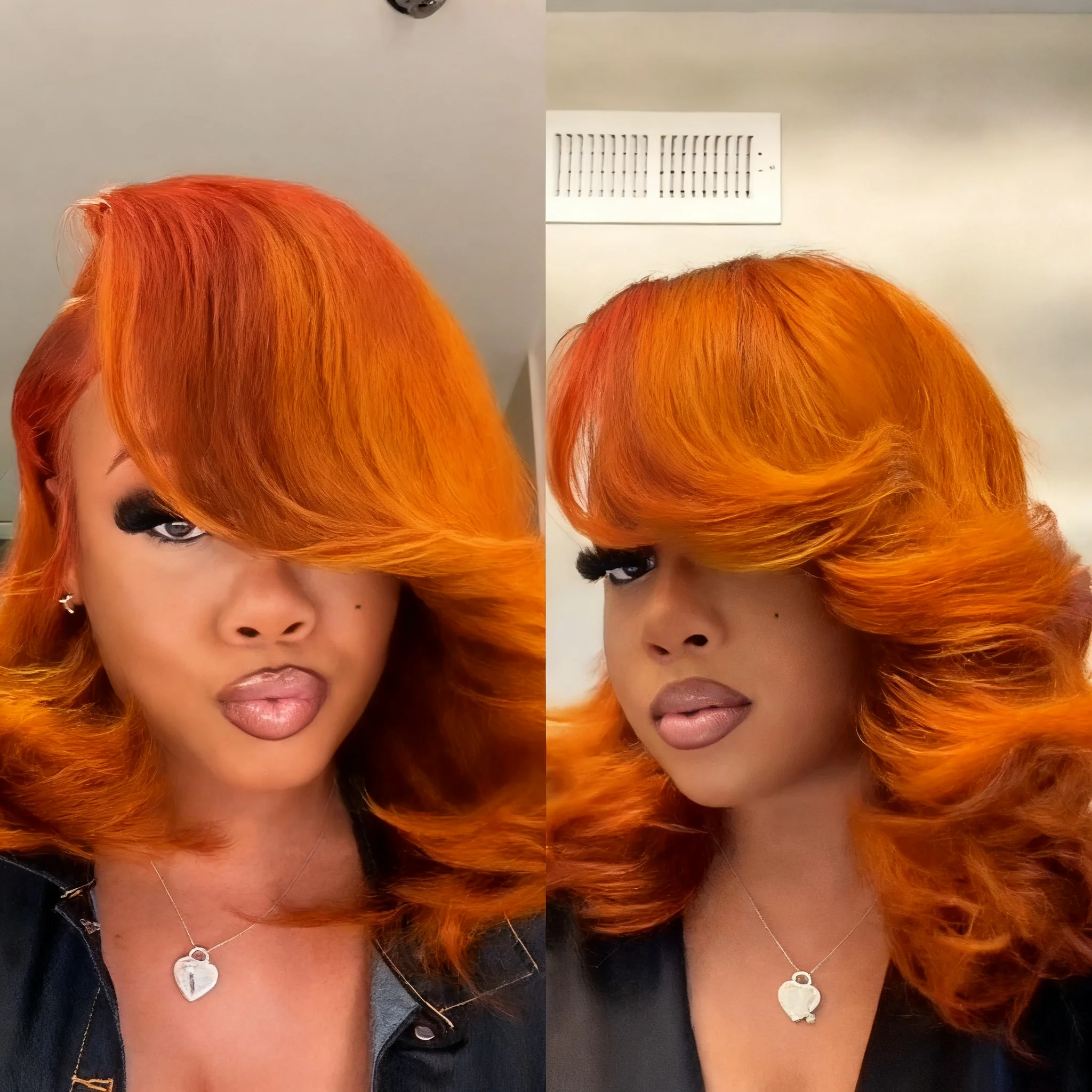 글루리스 보브 가발 인모 200% 밀도 프리 플러킹 프리 컷 진저 오렌지 루즈 바디 웨이브 숏 가발 4x4 레이스 프리 블리치드