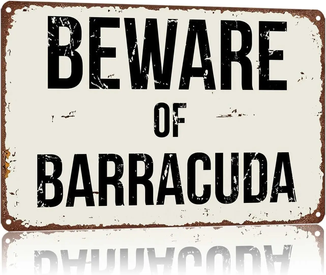 Metal Sign Beware Of Barracuda Warning Vintage Wall Decor | Classic  ,Retro,Waterproof Aluminum,Funny,UV-printing,Easy To Instal