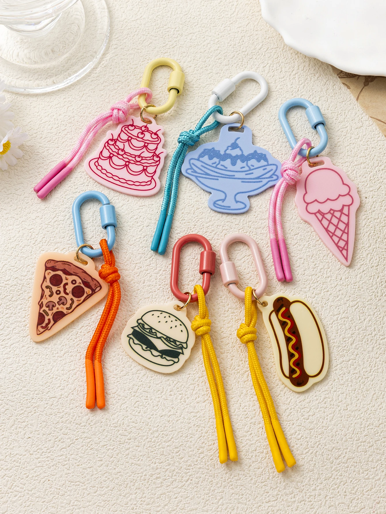 Neue, lustige und beliebte Lebensmittel-Serie: Hot Dog, Burger, Pizza, Kuchen, DIY-Schlüsselanhänger-Charms für Schmuck. – Detail 1