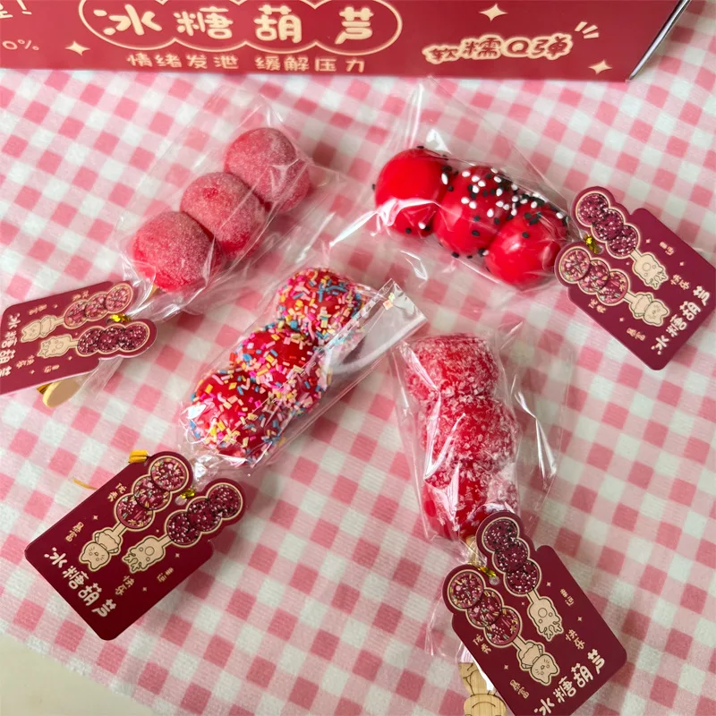 Taba Squishy Candied Haws on a Stick - Squish, Squeeze for Stress Relief Sensory / Fidget Play Food Toys for Kids Adults