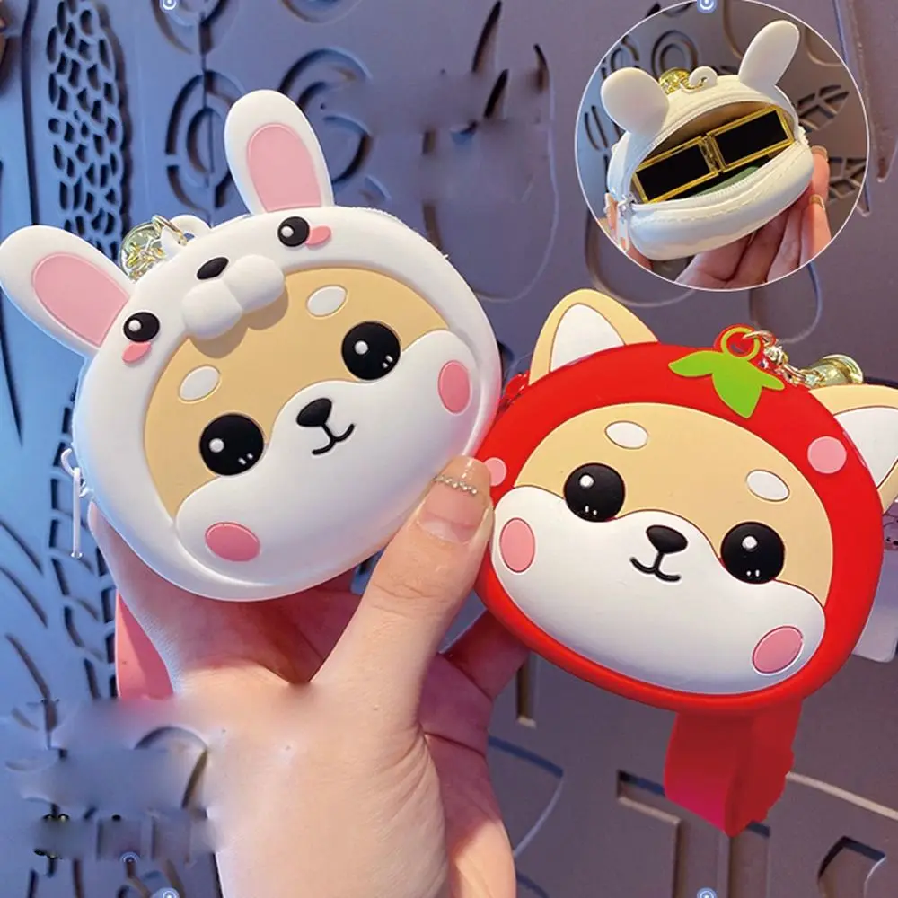 Pendant Key Ring Mini Wallet Key Chain Coin Purse Keychain Zipper Change Purse Shiba Inu Dog Keychain Purse With Keychain