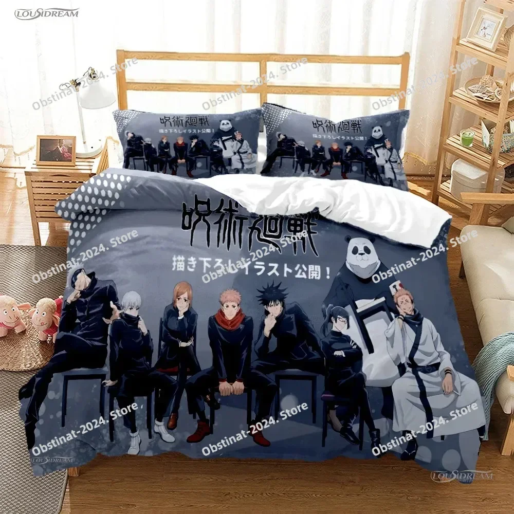 카툰 애니메이션 주술회전 4 시즌 침구 세트 베개 커버 포함 부드러운 싱글 더블 퀸 슈퍼 킹 사이즈