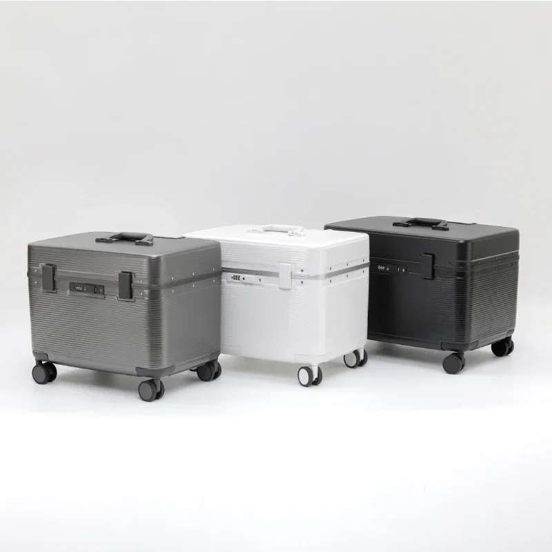 Aluminum Alloy Frame Suitcase, Top-Opening ABS Portable Trolley Case, Universal Wheels, Customs Code Lock Boarding Case