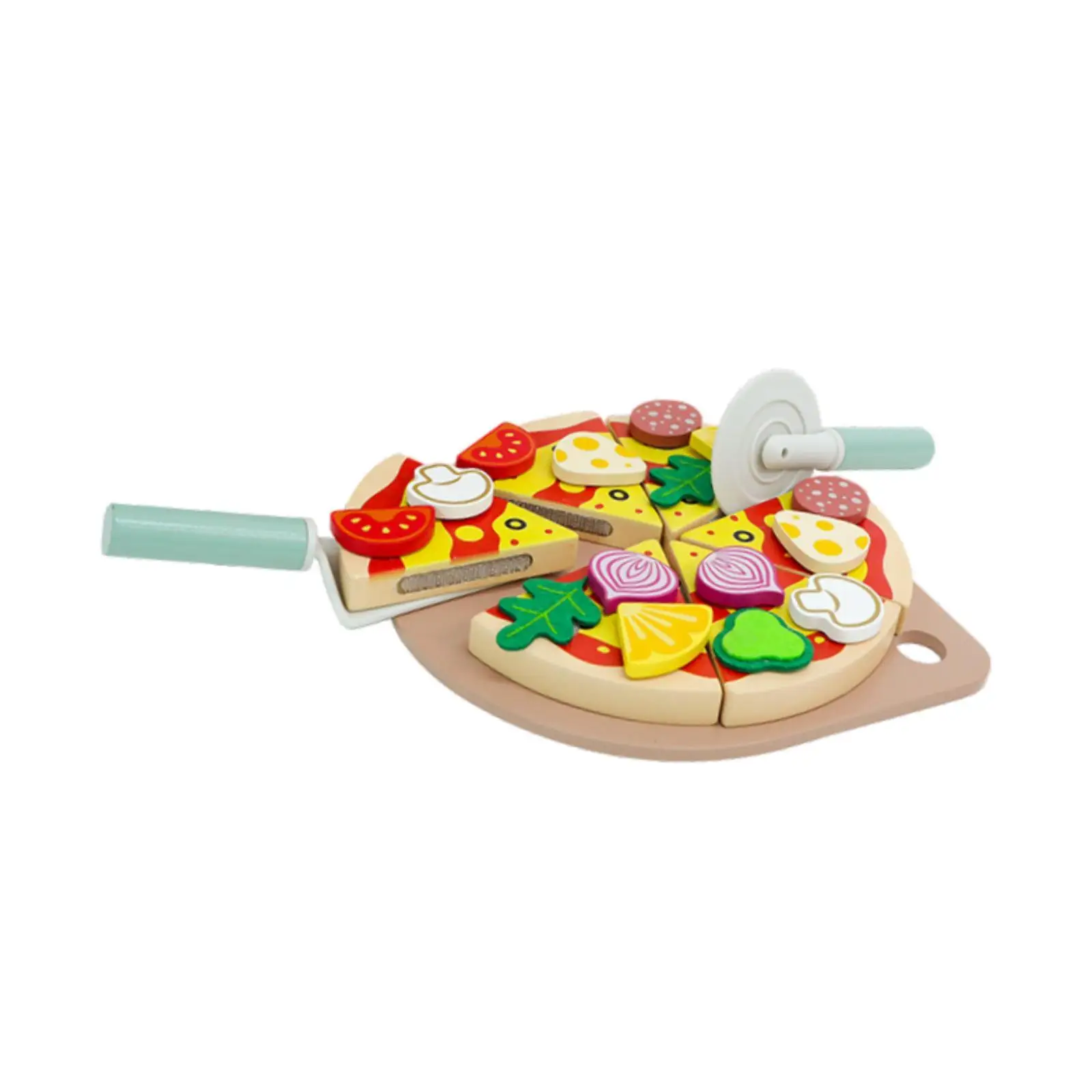 

Wooden Pizza Toys Birthday Gifts Cutting Play Food Toy for Kids for Toddlers