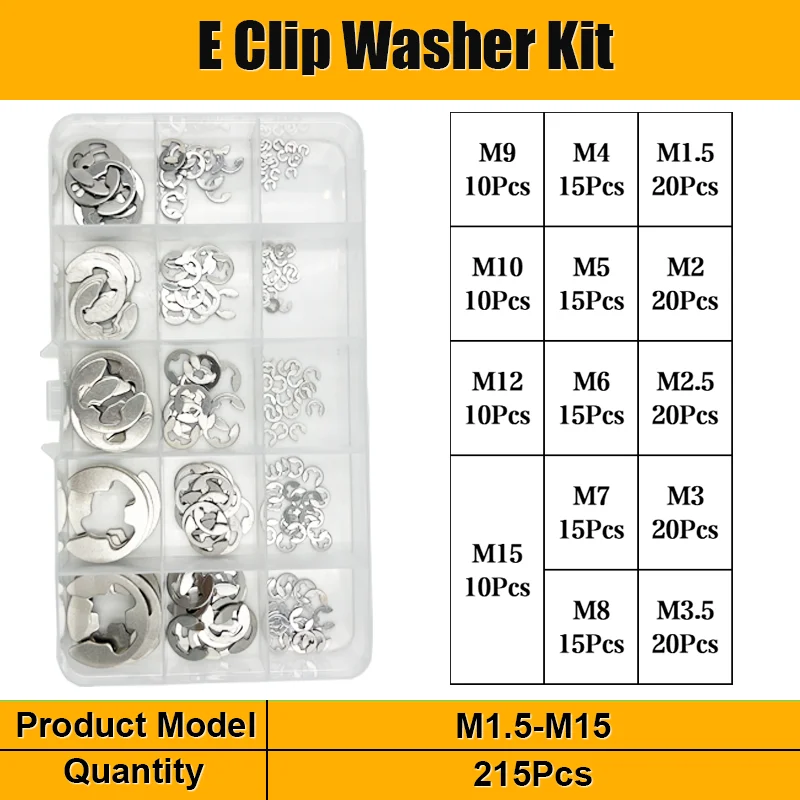 215/320 Stück E-Clip 1,5 Edelstahl welle externer Sicherungs ring e Clip Spreng ring Sicherungs ring Unter leg scheibe für Wellens atz m 1/2-m16 – Detail 9