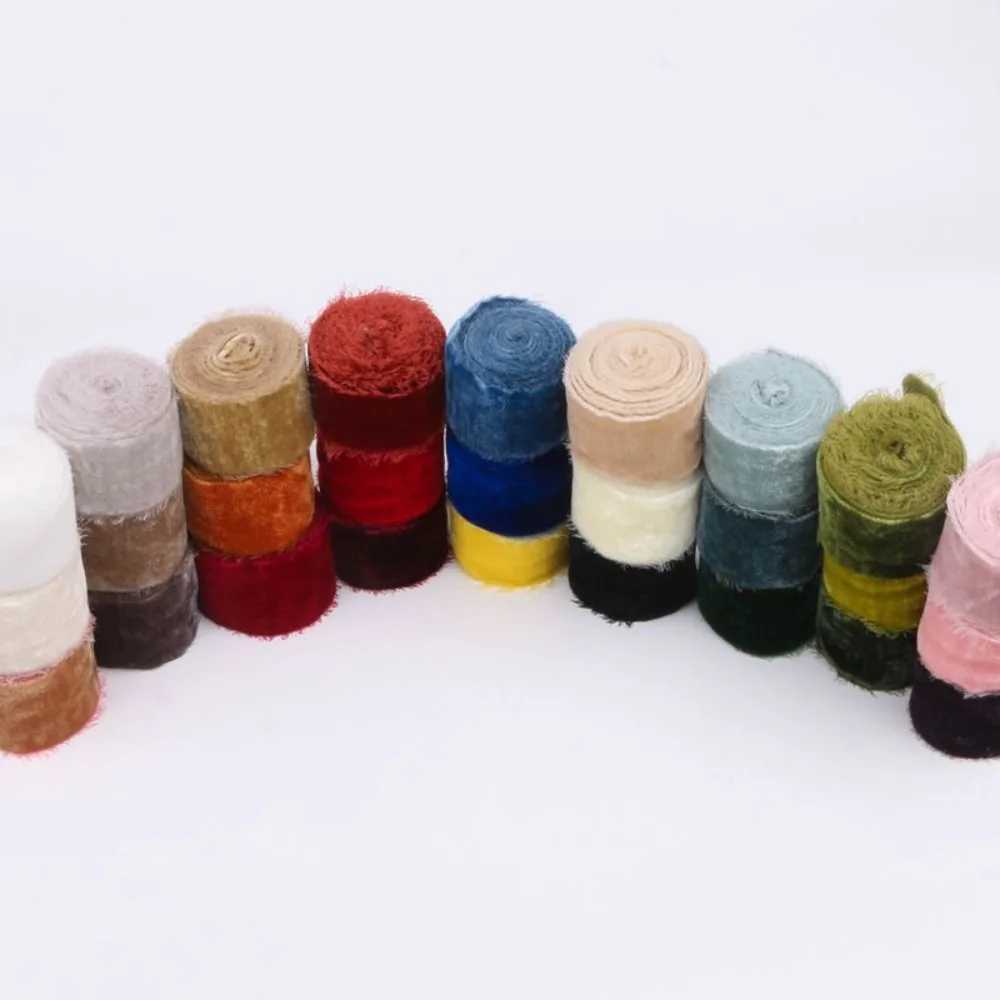 1 Meter Velvet Ribbon Velvet Thickening Ribbon Frayed Edged Ribbons Frayed Edge Gift Packing Ribbon Christmas Party Decorations