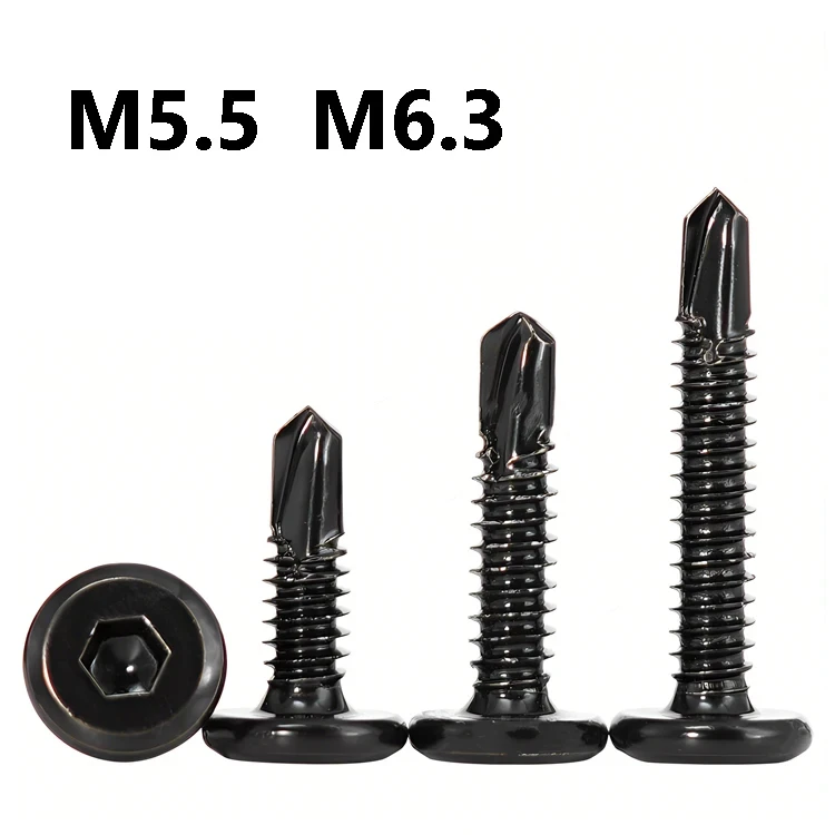 410 Stainless Steel Hex Socket Truss Head Self Drilling Screws M5.5 M6.3 Tek Screws for Metal Sheet Steel Construction Fasteners