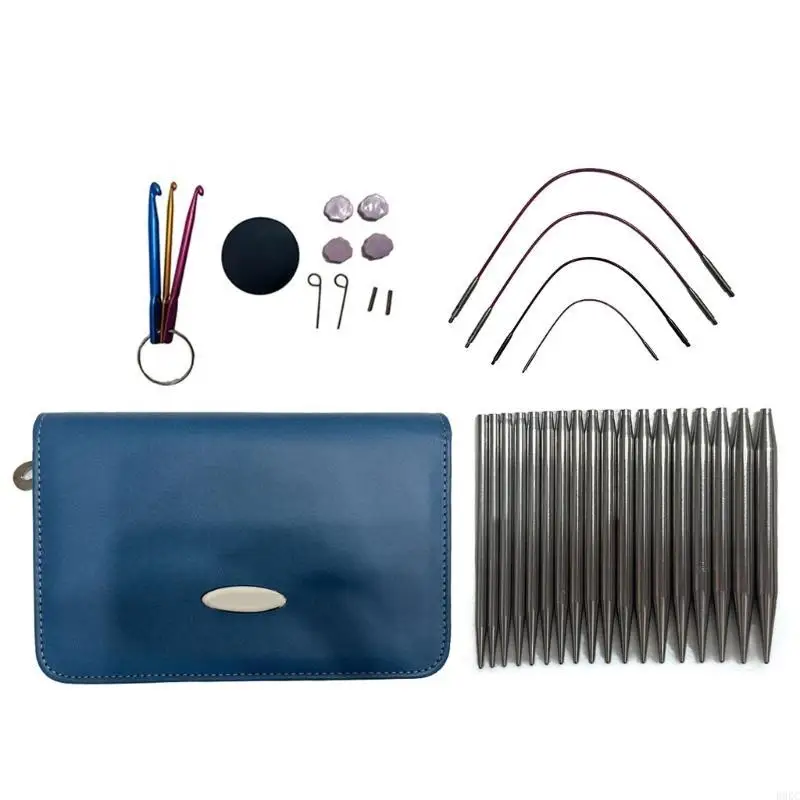 

B0KC Circular Knitting Needle Set with Case and Accessories Size From 2.2mm to 4.5mm Knitting Needle Knitting Supplies