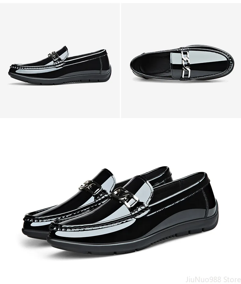 New Shoes for Men Genuine Leather Casual Shoes Comfortable Patent Leather Shoes Luxury Party Slip-on Loafers