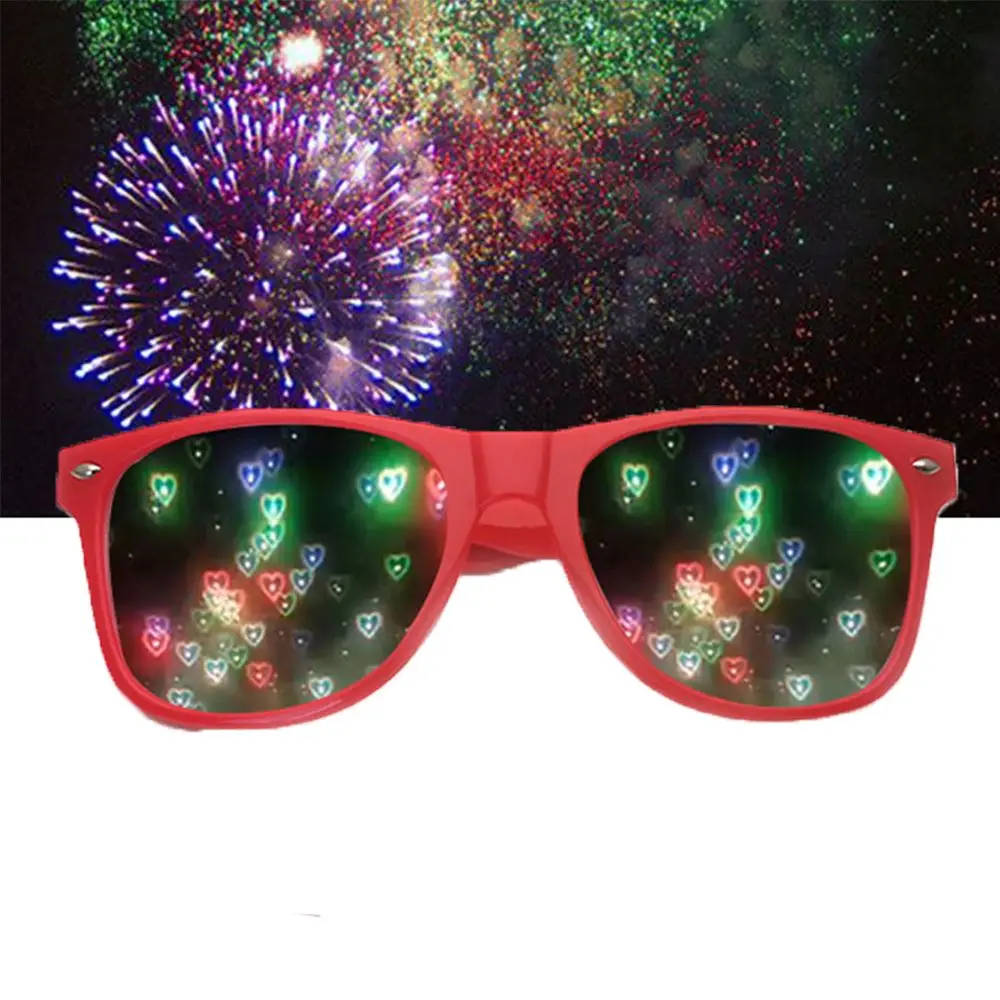 Square Frame Special Effects Retro Spectacles Women Sunglasses Night PC Glasses Heart Effect Glasses Eyewear Accessories