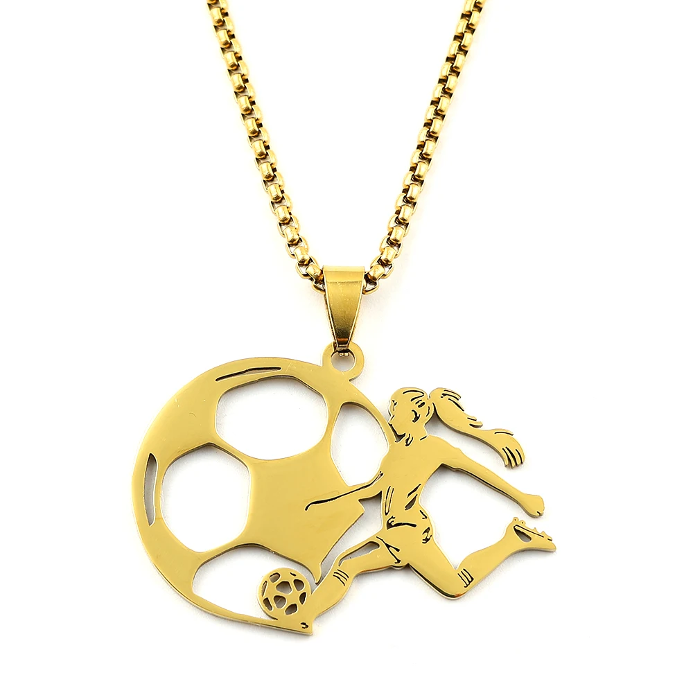 Fußballspieler-Schmuck: Edelstahl-Halskette in Silberfarbe mit Fußball-Motiv für Damen und Herren, Hip-Hop-Schmuck, Geschenkidee – Detail 7