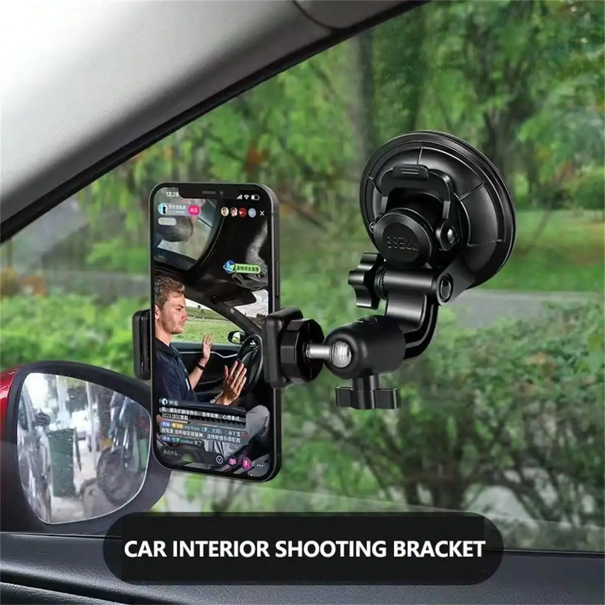 Suction Cup Car Phone Mount, Multi‑Purpose Car Phone Holder For Navigation, Selfie Live Streaming Video Recording, Universal Veh