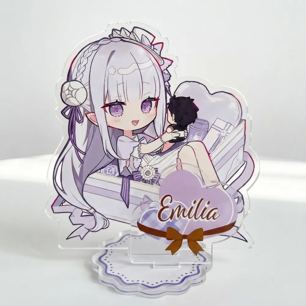 Anime Peripheral Stand Character Natsuki Subaru Emilia Model Figurine Ornament 10cm Acrylic Standee Desktop Decoration Gifts