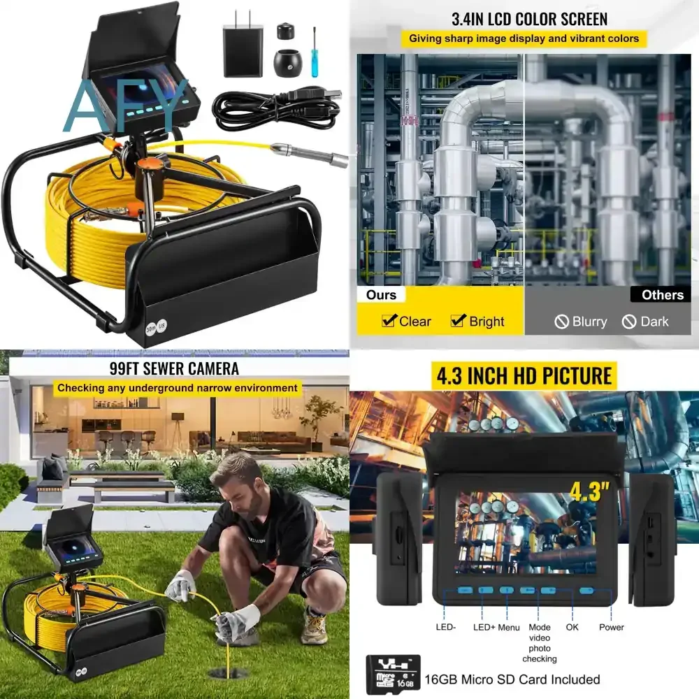 Inspection Camera with DVR Function Waterproof IP68 Borescope Industrial Endoscope for Home Wall Duct Drain Pipe Plumbing for